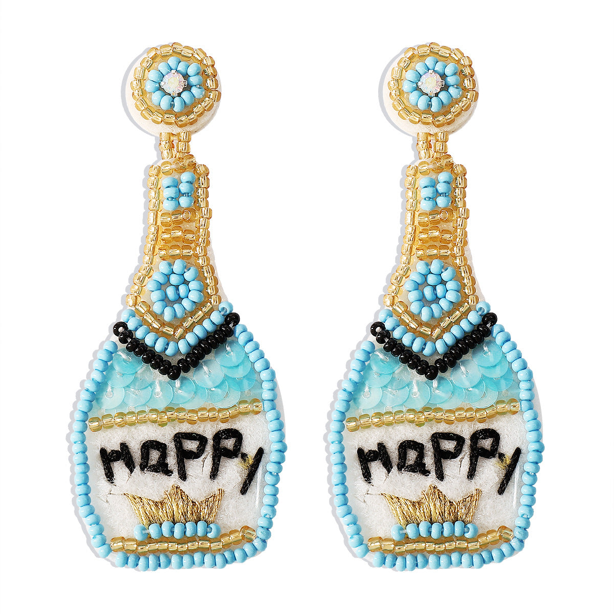 Wholesale Christmas Creative Whiskey Bottle Rice Beads Sequin Earrings